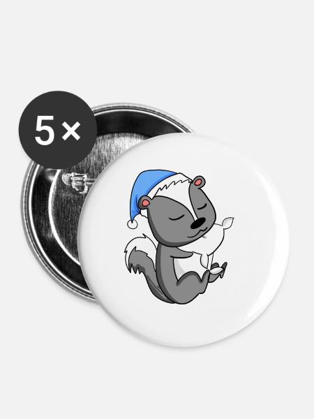 Stinktier - Buttons groß 56 mm (5er Pack) - Weiß