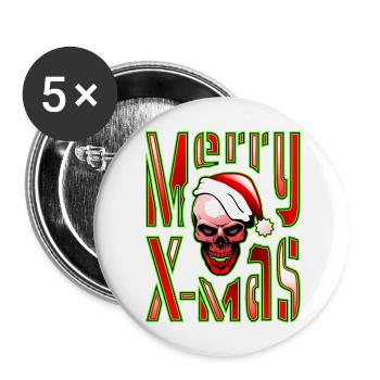 Joyeux Noël - Merry X-Mas - Lot de 5 grands badges (56 mm) - blanc - Devant