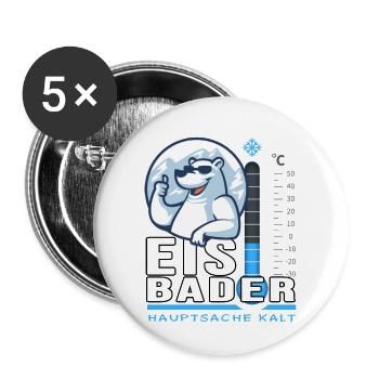 Eisbader Eisbär Winterschwimmen Minusgrad Frost - Buttons groß 56 mm (5er Pack) - Weiß - Vorne