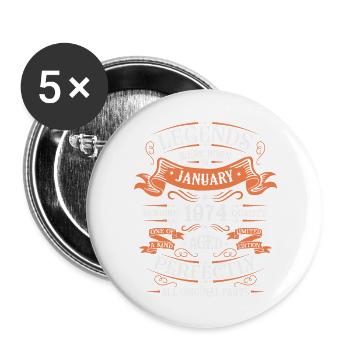 Les Légendes Sont Nées En Janvier 1974 Cadeau - Lot de 5 grands badges (56 mm) - blanc - Devant