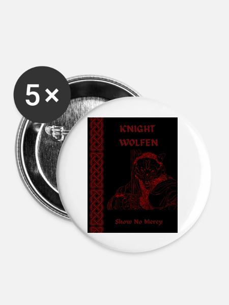 RITTER WOLFEN, WERWOLFRITTER - Buttons groß 56 mm (5er Pack) - Weiß