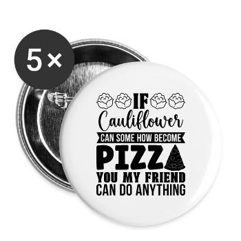 If Cauliflower Can Healthy Eating Low Carb Lover - Buttons groß 56 mm (5er Pack) - Weiß - Vorne