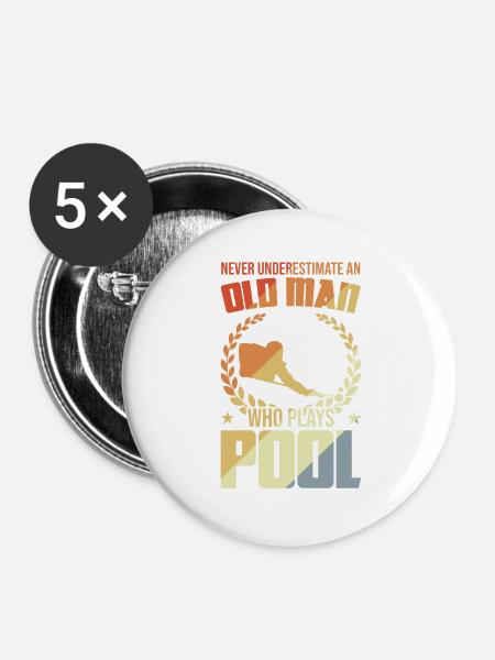 Alten Mann der Poolbillard spielt - Buttons groß 56 mm (5er Pack) - Weiß