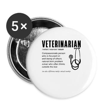 Veterinarian Compassionate Person Pet Veterinarian - Buttons large 2.2''/56 mm (5-pack) - white - Front