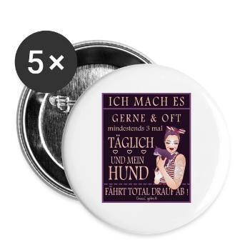 Hunde Tage gassi gehn - Buttons groß 56 mm (5er Pack) - Weiß - Vorne