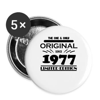 1977 - Baujahr 1977 - Jahrgang 1977 - Buttons groß 56 mm (5er Pack) - Weiß - Vorne