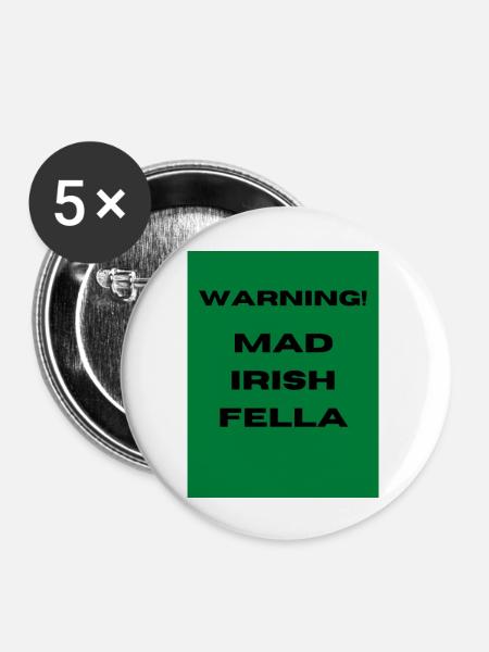 Mad Irish Fella - Buttons groß 56 mm (5er Pack) - Weiß