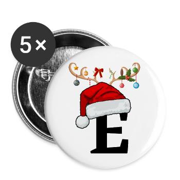 Letter E Christmas hat - Buttons large 2.2''/56 mm (5-pack) - white - Front