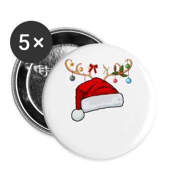 Buchstabe F Weihnachtsmütze - Buttons groß 56 mm (5er Pack) - Weiß - Vorne