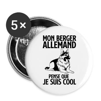 Mon berger allemand pense que je suis cool 1 - Lot de 5 grands badges (56 mm) - blanc - Devant