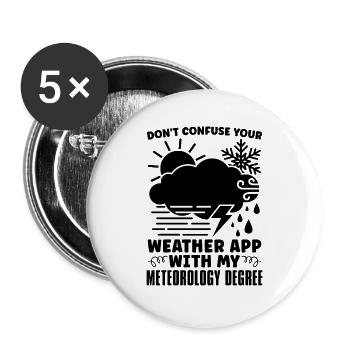 Ne confondez pas votre météorologue en météorologie - Lot de 5 grands badges (56 mm) - blanc - Devant