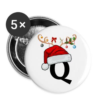 Brief Q Weihnachtsmütze - Buttons groß 56 mm (5er Pack) - Weiß - Vorne