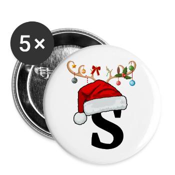 Letter S Christmas hat - Buttons large 2.2''/56 mm (5-pack) - white - Front