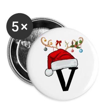 Brief V Weihnachtsmütze - Buttons groß 56 mm (5er Pack) - Weiß - Vorne