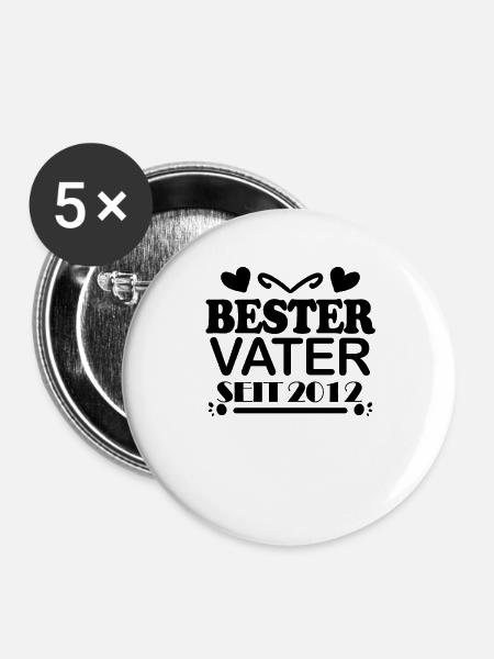 Bester Vater seit 2012 - Buttons groß 56 mm (5er Pack) - Weiß