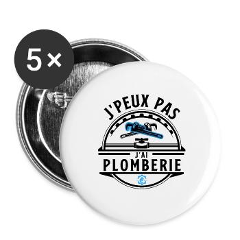 Plomberie - Lot de 5 grands badges (56 mm) - blanc - Devant