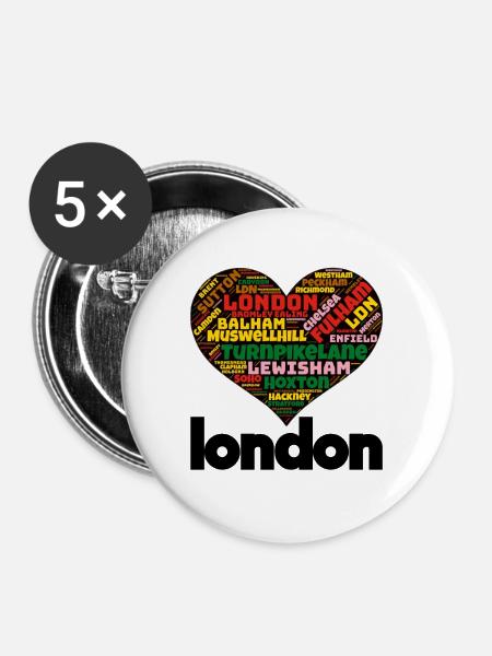 London - Buttons groß 56 mm (5er Pack) - Weiß