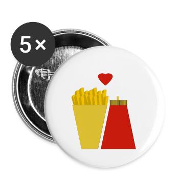 Français frites & ketchup - Lot de 5 grands badges (56 mm) - blanc - Devant