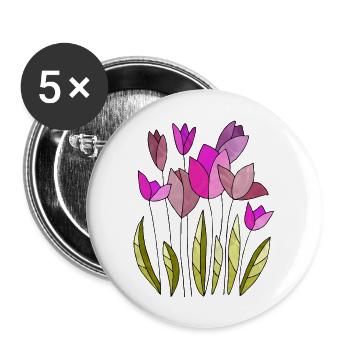 Blumen - Buttons groß 56 mm (5er Pack) - Weiß - Vorne
