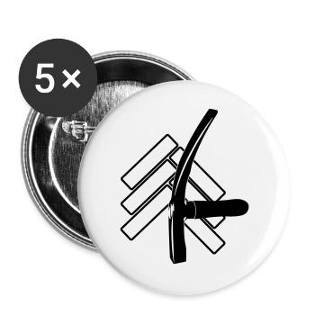 Logo-Pflastersteine und Straßenhammer - Buttons groß 56 mm (5er Pack) - Weiß - Vorne