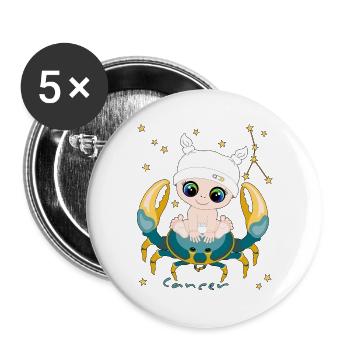 sternzeichen_cancer - Lot de 5 grands badges (56 mm) - blanc - Devant