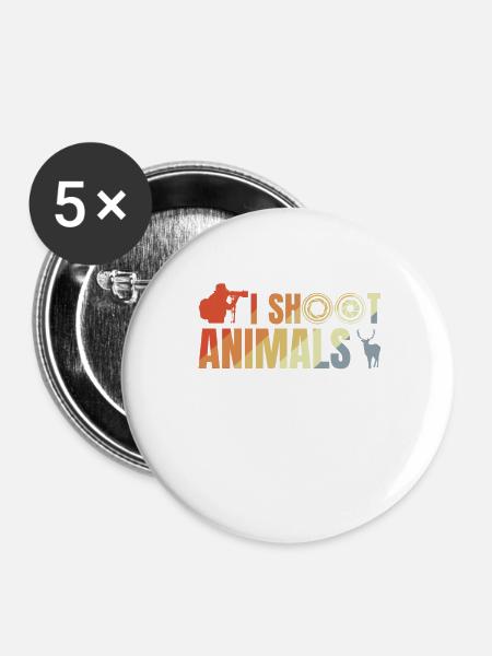 Ich fotografiere Tiere - Buttons groß 56 mm (5er Pack) - Weiß