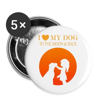 Dog Hund - Buttons large 2.2''/56 mm (5-pack) - white - Front
