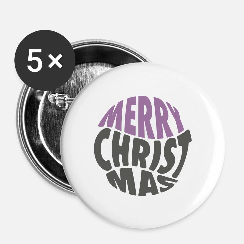 Merry Christmas Ho-ho-ho - Buttons large 2.2''/56 mm (5-pack) - white