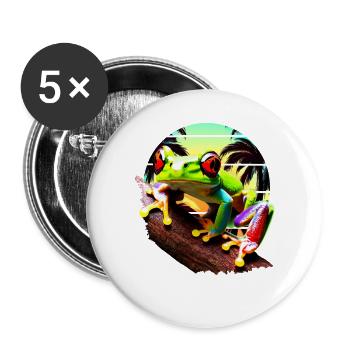 Coucher de soleil sur la rainette aux yeux rouges - Lot de 5 grands badges (56 mm) - blanc - Devant