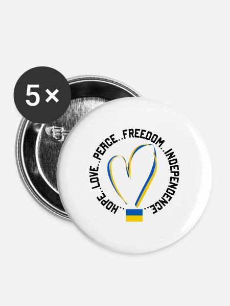 Ukraine - Buttons groß 56 mm (5er Pack) - Weiß