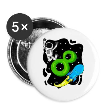 8th birthday - 8 years old Young astronaut - Buttons large 2.2''/56 mm (5-pack) - white - Front