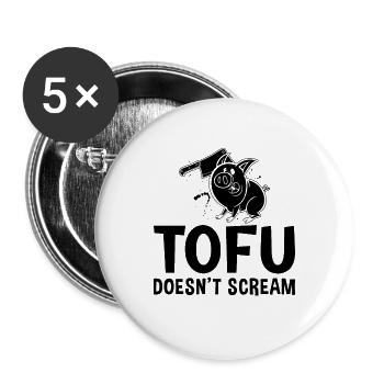 Le tofu ne crie pas au véganisme Pas d’amateur végétalien de viande - Lot de 5 grands badges (56 mm) - blanc - Devant