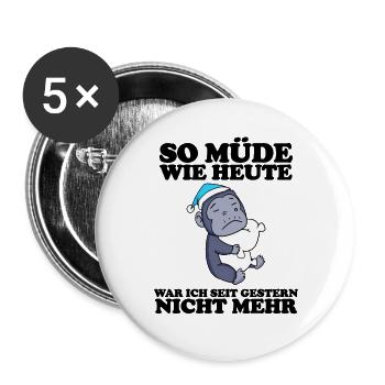 Müde Spruch lustig Schlafen Ausschlafen Faul - Buttons groß 56 mm (5er Pack) - Weiß - Vorne