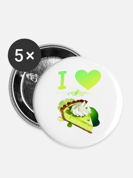 I Love Key Lime Pie - Buttons groß 56 mm (5er Pack) - Weiß