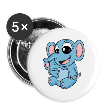Familie - Elefant mit Baby Elefant - Buttons groß 56 mm (5er Pack) - Weiß - Vorne