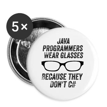 Drôles de programmeurs Java - Lot de 5 grands badges (56 mm) - blanc - Devant