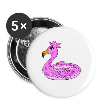 Beignet flamant rose - Lot de 5 grands badges (56 mm) - blanc - Devant