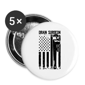 Drain Surgeon Pipefitter ipe Wrench Pipefitters - Lot de 5 grands badges (56 mm) - blanc - Devant