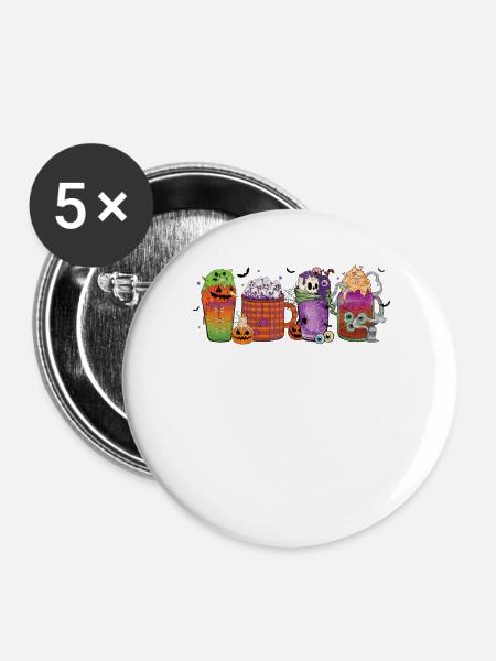 Herbst-heiße-schokolade-tasse Halloween - Buttons groß 56 mm (5er Pack) - Weiß
