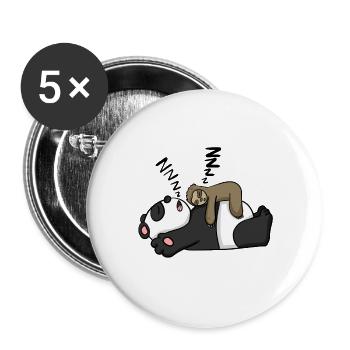 Paresseux et panda - Lot de 5 grands badges (56 mm) - blanc - Devant