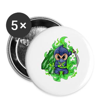 Garçon 4 ans 4ème anniversaire Garçon Ninja Green - Lot de 5 grands badges (56 mm) - blanc - Devant
