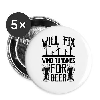 Will Fix Wind Renewable Energy Turbine Technician - Buttons large 2.2''/56 mm (5-pack) - white - Front