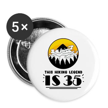 35. Geburtstag Wanderer 35 Jahre alt Berg Wandern - Buttons groß 56 mm (5er Pack) - Weiß - Vorne