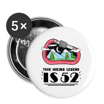 52. Geburtstag Wanderer 52 Jahre alt Berg Wandern - Buttons groß 56 mm (5er Pack) - Weiß - Vorne