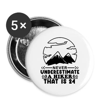 24. Geburtstag Wanderer 24 Jahre alt Berg Wandern - Buttons groß 56 mm (5er Pack) - Weiß - Vorne