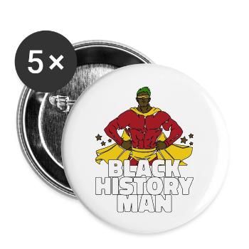 black history Superheld Geschenk - Buttons groß 56 mm (5er Pack) - Weiß - Vorne