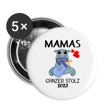 Baby 2023 - Geburt Schwanger 2023 - Buttons groß 56 mm (5er Pack) - Weiß - Vorne