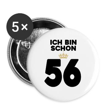 56. Geburtstag Geschenk - 56 Jahre mit Krone - Buttons groß 56 mm (5er Pack) - Weiß - Vorne
