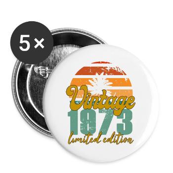 Vintage 1973 52nd Birthday Gift Idea - Buttons large 2.2''/56 mm (5-pack) - white - Front