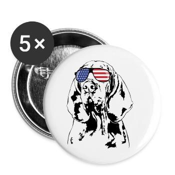 BRACCO ITALIANO America Flag Glasses Dog Wilsigns - Buttons large 2.2''/56 mm (5-pack) - white - Front